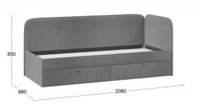 Кровать «Молли» с мягкой обивкой (900) тип 1 (Микровелюр Scandi Graphite 22) в Нерюнгри - neryungri.katalogmebeli.com | фото 3