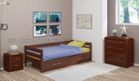 Кровать одинарная ГЛОРИЯ из массива сосны  900*2000 (Орех) в Нерюнгри - neryungri.katalogmebeli.com | фото