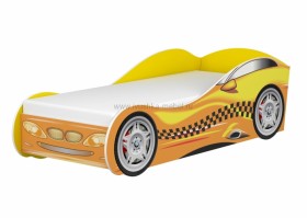 Кровать одноместная  Авто-3-2 (без матраса) с рисунком Такси Желтый в Нерюнгри - neryungri.katalogmebeli.com | фото 1