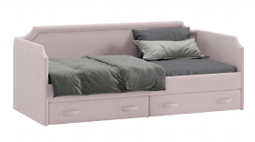 Кровать с мягкой обивкой и ящиками «Кантри» Тип 1 (900) (Велюр пудровый) в Нерюнгри - neryungri.katalogmebeli.com | фото