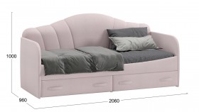 Кровать с мягкой спинкой и ящиками «Сабрина» 900 Пудровый в Нерюнгри - neryungri.katalogmebeli.com | фото 3
