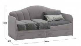 Кровать с мягкой спинкой и ящиками «Сабрина» 900 Светло-серый в Нерюнгри - neryungri.katalogmebeli.com | фото 3