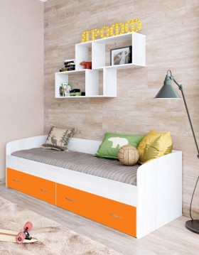 Кровать с выкатными ящиками Винтерберг/Оранжевый в Нерюнгри - neryungri.katalogmebeli.com | фото 1