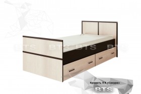 Кровать Сакура с настилом и ящиками 0,9 (Венге/Лоредо) в Нерюнгри - neryungri.katalogmebeli.com | фото