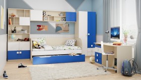 Кровать Скай 1650х750 (Синий/Белый/корпус Клен) в Нерюнгри - neryungri.katalogmebeli.com | фото 4