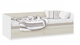 Кровать «Сканди» с 2 ящиками Дуб Гарден/Белый/Глиняный серый в Нерюнгри - neryungri.katalogmebeli.com | фото