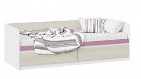 Кровать «Сканди» с 2 ящиками Дуб Гарден/Белый/Лиловый в Нерюнгри - neryungri.katalogmebeli.com | фото