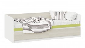 Кровать «Сканди» с 2 ящиками Дуб Гарден/Белый/Зеленый в Нерюнгри - neryungri.katalogmebeli.com | фото