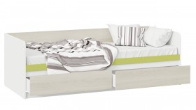 Кровать «Сканди» с 2 ящиками Дуб Гарден/Белый/Зеленый в Нерюнгри - neryungri.katalogmebeli.com | фото 2