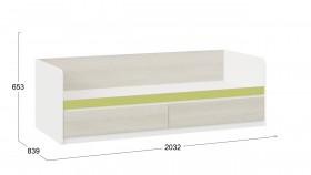 Кровать «Сканди» с 2 ящиками Дуб Гарден/Белый/Зеленый в Нерюнгри - neryungri.katalogmebeli.com | фото 3