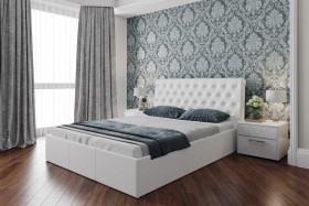 Кровать «Скарлет» с мягким изголовьем (1600) (Белая) в Нерюнгри - neryungri.katalogmebeli.com | фото 2