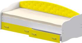 Кровать Софа-7 с мягкой спинкой (800х1900) Белый/Желтый в Нерюнгри - neryungri.katalogmebeli.com | фото