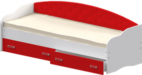Кровать Софа-7 с мягкой спинкой (800х1900) Белый/Красный в Нерюнгри - neryungri.katalogmebeli.com | фото
