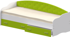 Кровать Софа-7 с мягкой спинкой (800х1900) Белый/Лайм в Нерюнгри - neryungri.katalogmebeli.com | фото 1
