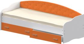 Кровать Софа-7 с мягкой спинкой (800х1900) Белый/Оранжевый в Нерюнгри - neryungri.katalogmebeli.com | фото