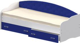 Кровать Софа-7 с мягкой спинкой (800х1900) Белый/Синий в Нерюнгри - neryungri.katalogmebeli.com | фото