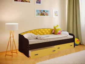 Кровать Софа-7 с мягкой спинкой (800х1900) Венге/Желтый в Нерюнгри - neryungri.katalogmebeli.com | фото