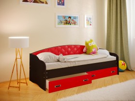Кровать Софа-7 с мягкой спинкой (800х1900) Венге/Красный в Нерюнгри - neryungri.katalogmebeli.com | фото