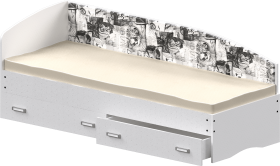 Кровать Софа-9 с мягкой спинкой с рисунком Милана (900х1900) Белый в Нерюнгри - neryungri.katalogmebeli.com | фото 1