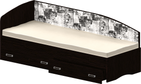 Кровать Софа-9 с мягкой спинкой с рисунком Милана (900х1900) Венге в Нерюнгри - neryungri.katalogmebeli.com | фото