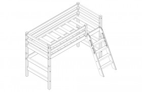 Кровать Соня вариант 6 полувысокая с наклонной лестницей Белый полупрозрачный в Нерюнгри - neryungri.katalogmebeli.com | фото 3