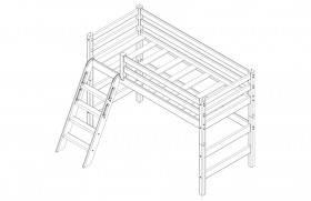 Кровать Соня вариант 6 полувысокая с наклонной лестницей Белый полупрозрачный в Нерюнгри - neryungri.katalogmebeli.com | фото 4