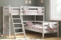 Кровать Соня вариант 8 угловая с наклонной лестницей Белый полупрозрачный в Нерюнгри - neryungri.katalogmebeli.com | фото