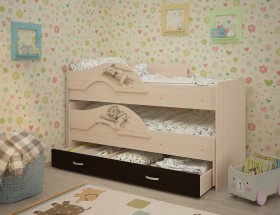 Кровать выкатная Радуга-Сафари детская 1600 Млечный дуб/Венге в Нерюнгри - neryungri.katalogmebeli.com | фото