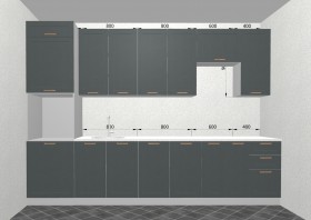 Кухня Квадро 3,2 м (высокие модули/Железо/Серый) в Нерюнгри - neryungri.katalogmebeli.com | фото 3