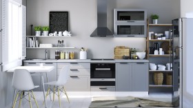 Модульная кухня Глетчер 3 м (Гейнсборо силк/белый) в Нерюнгри - neryungri.katalogmebeli.com | фото