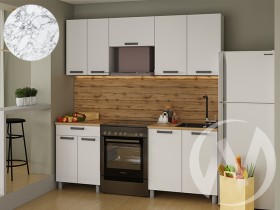 Кухня Кьяра 2.0 м с окапом (белый/карбон сакура, вулкан/26мм/мрамор итальянский) в Нерюнгри - neryungri.katalogmebeli.com | фото