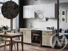 Кухня Одри 2.0м (корпус белый/дуб остин серый, дуб остин бежевый) 26мм кастилло темный в Нерюнгри - neryungri.katalogmebeli.com | фото