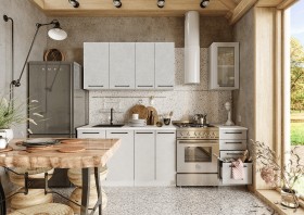 Кухонный гарнитур Нувель 1800мм белый/бетон белый в Нерюнгри - neryungri.katalogmebeli.com | фото