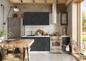 Кухонный гарнитур Нувель 1800мм белый/бетон черный в Нерюнгри - neryungri.katalogmebeli.com | фото
