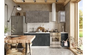 Кухонный гарнитур Нувель 1800мм белый/бетон коричневый/бетон черный в Нерюнгри - neryungri.katalogmebeli.com | фото