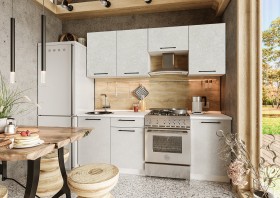 Кухонный гарнитур Нувель 2100мм белый/бетон белый в Нерюнгри - neryungri.katalogmebeli.com | фото 1