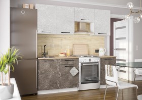 Кухонный гарнитур Нувель 2100мм белый/бетон коричневый в Нерюнгри - neryungri.katalogmebeli.com | фото