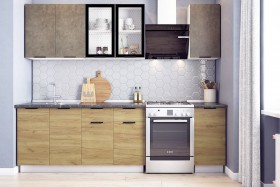 Кухонный гарнитур Стоун 2.0 (белый/камень темно-серый/акация светлая) в Нерюнгри - neryungri.katalogmebeli.com | фото 1
