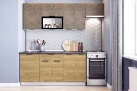 Кухонный гарнитур Стоун 2.2 (белый/камень темно-серый/акация светлая) в Нерюнгри - neryungri.katalogmebeli.com | фото