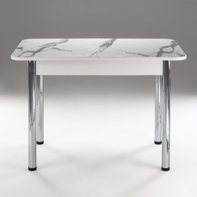 Кухонный стол 1100*700/400 ф 2 Пластик, мрамор белый в Нерюнгри - neryungri.katalogmebeli.com | фото