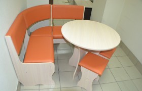 Кухонный уголок Лотос (Дуб выбеленный/ к/з B.Orange) в Нерюнгри - neryungri.katalogmebeli.com | фото