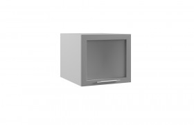 Квадро ГВПГС 500 шкаф верхний горизонтальный глубокий со стеклом высокий (Белый софт/корпус Серый) в Нерюнгри - neryungri.katalogmebeli.com | фото