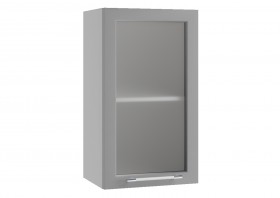 Квадро ПС 400 шкаф верхний со стеклом (Белый софт/корпус Серый) в Нерюнгри - neryungri.katalogmebeli.com | фото