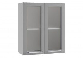Квадро ПС 600 шкаф верхний со стеклом (Белый софт/корпус Серый) в Нерюнгри - neryungri.katalogmebeli.com | фото