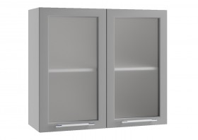 Квадро ПС 800 шкаф верхний со стеклом (Белый софт/корпус Серый) в Нерюнгри - neryungri.katalogmebeli.com | фото