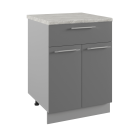 Квадро С1ЯШ 600 шкаф нижний с ящиком (Белый софт/корпус Серый) в Нерюнгри - neryungri.katalogmebeli.com | фото