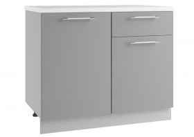 Квадро СШ 1000 шкаф нижний (Белый софт/корпус Серый) в Нерюнгри - neryungri.katalogmebeli.com | фото