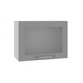 Квадро ВПГС 600 шкаф верхний горизонтальный со стеклом высокий (Белый софт/корпус Серый) в Нерюнгри - neryungri.katalogmebeli.com | фото