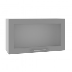 Квадро ВПГС 800 шкаф верхний горизонтальный со стеклом высокий (Белый софт/корпус Серый) в Нерюнгри - neryungri.katalogmebeli.com | фото