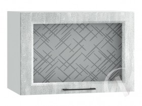 Либерти Шкаф верхний горизонтальный со стеклом ШВГС 609 (Холст грей/корпус белый) в Нерюнгри - neryungri.katalogmebeli.com | фото